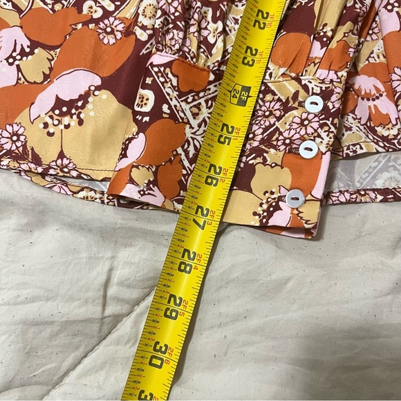 Free People Sage Floral Print U-neck Top Size L - Picture 13 of 15